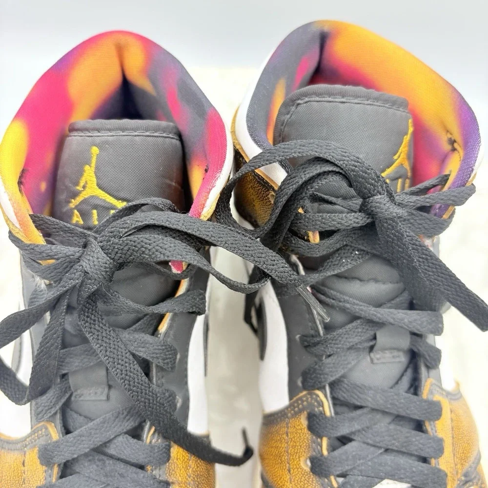 Nike Air Jordan 1 Mid SE Wear Away Shoes DQ8417-071‎ Men's 8 Black Taxi Sail